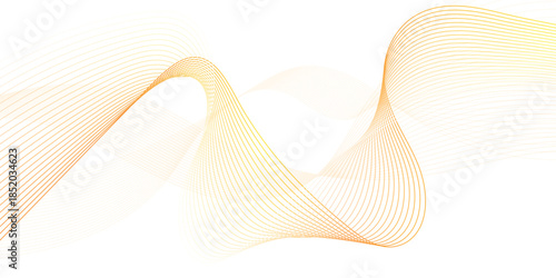 Abstract background with waves for banner. Medium banner size. Vector background with lines. Element for design isolated on white. Orange and yellow.