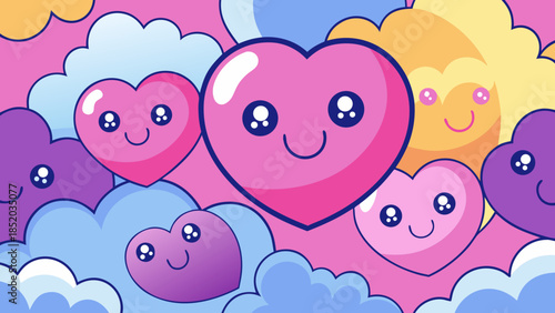 Colorful heart clouds