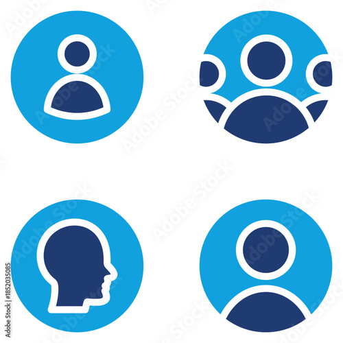 Avatar Flat Blue Icon Vector Illustration