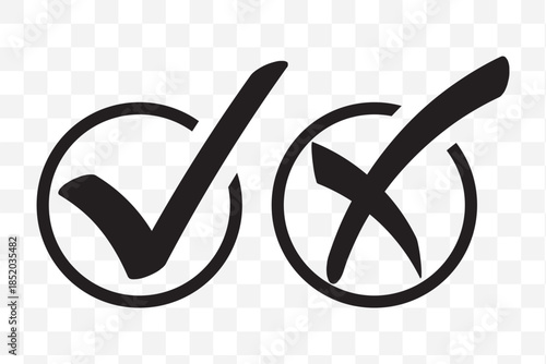 Check mark icon set. Check box icon with right and wrong buttons and yes or no checkmark icons in green tick box and red cross. vector illustration. Best Design. EPS 10