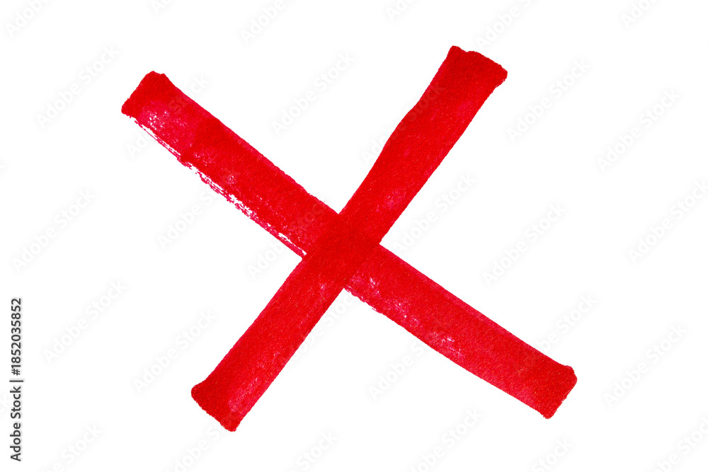 Obraz premium Hand drawn red x sign on transparent background