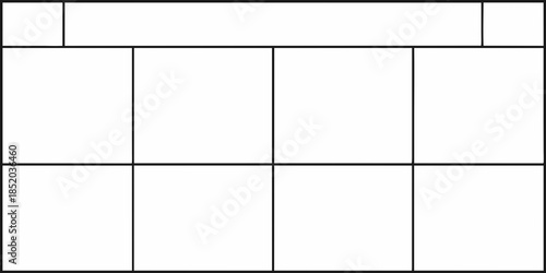 A grid composed of rectangular and square sections with defined black lines