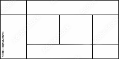 A grid pattern of rectangles and squares defined by intersecting black lines