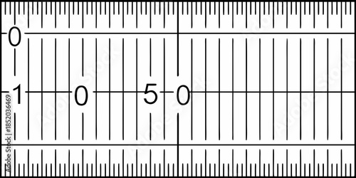A detailed view of a ruler displaying measurements in millimeters and centimeters