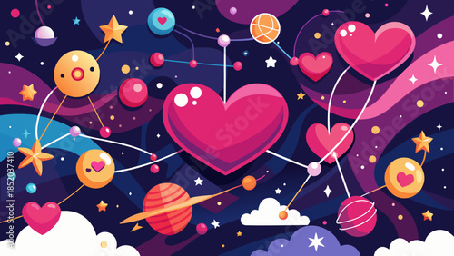 Celestial hearts connected