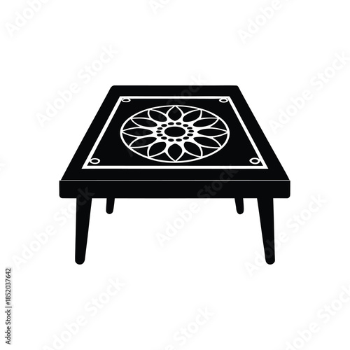 Traditional carrom board game solid icon vector illustration, isolated on white background