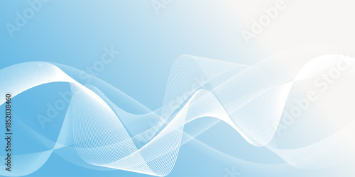 Abstract white wavy glowing lines on a blue background. Futuristic digital high-technology pattern. Health Care concept. Vector illustration