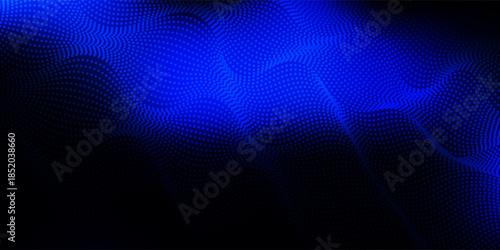 Dot white blue wave light screen gradient texture background. Abstract technology big data digital background. 3d rendering.
