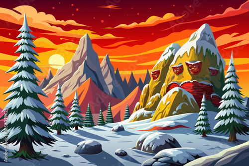 Snow covered pine trees dominate a protected national park landscape, highlighting preserved wilderness, seasonal beauty, and untouched winter ecosystems