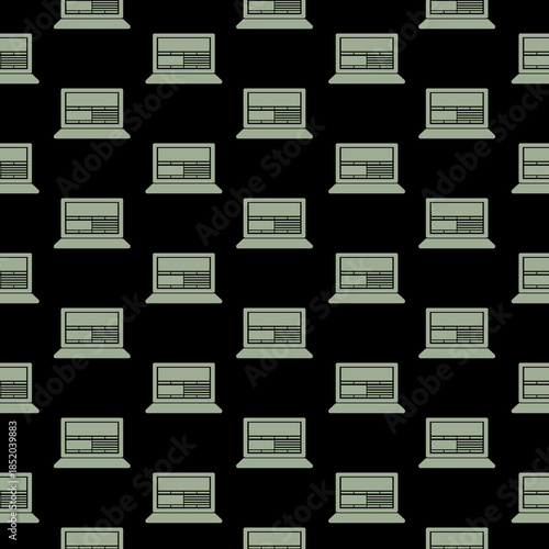 Laptop screen seamless pattern isolated on black background