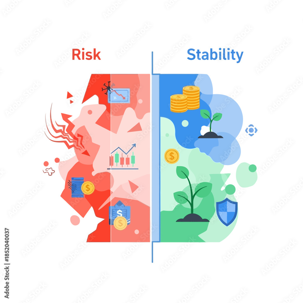 Fototapeta premium Financial Risk Management and Growth Stability Illustration
