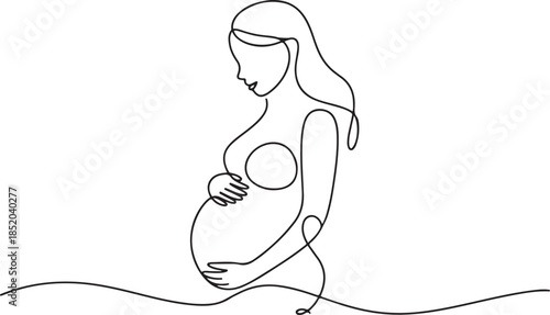 Pregnant woman one line drawing.one line  vector illustration  with out background