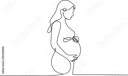 Pregnant woman one line drawing.one line  vector illustration  with out background
