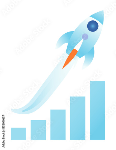 Rocket Growth Chart, Startup Acceleration and Rapid Business Expansion Concept, stock market, Investment Momentum Illustration, Isolated Vector