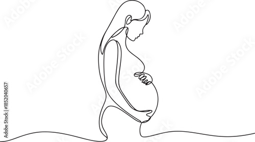 Pregnant woman one line drawing.one line  vector illustration  with out background