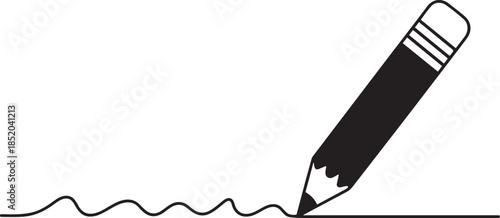 Pencil vector illustration with continuous.one line  vector illustration  with out background