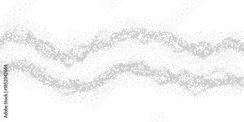 Abstract wavy pattern composed of numerous small gray dots on a white background