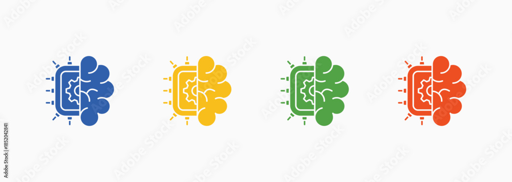 Fototapeta premium Machine Learning Icon Set Color Multiple Style Collection Element For Design