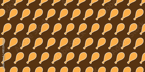 Delicious Chicken Drumstick Pattern on a Rich Brown Background - Perfect for Food-Themed Designs