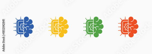 Machine Learning Icon Set Color Multiple Style Collection Element For Design