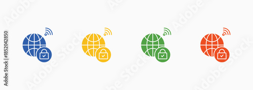 Network Security Icon Set Color Multiple Style Collection Element For Design