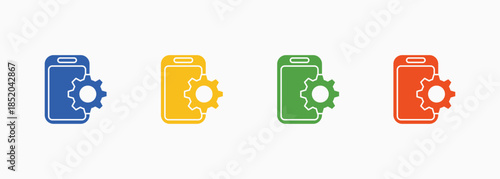Mobile Application Icon Set Color Multiple Style Collection Element For Design