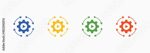Automation Icon Set Color Multiple Style Collection Element For Design
