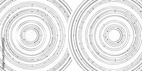 Abstract illustration of two symmetrical arrangements of concentric spiral lines