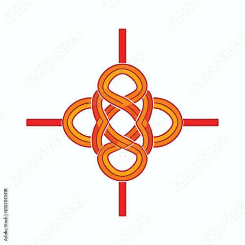 Knot Design With Red Lines.