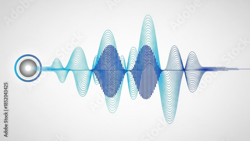 Blue Sound Wave Digital Illustration on White Background