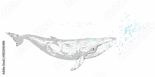 A detailed sketch of a humpback whale surfacing with water droplets