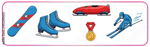 Winter sports equipment and medals for competition