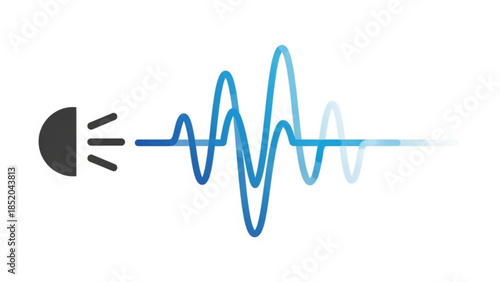 Sound Wave Emitting from Speaker on White Background