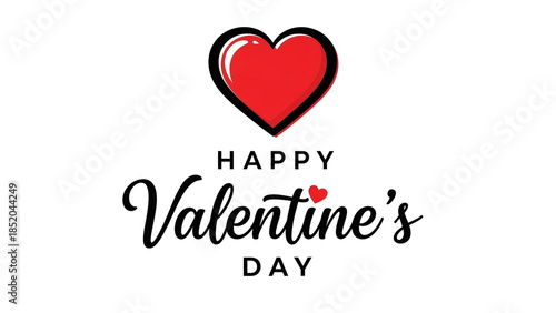 Wallpaper Mural Happy valentines day greeting card with red heart isolated on white background Torontodigital.ca