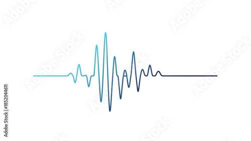 Blue Sound Wave Signal on White Background, Audio Frequency Graph, Digital Waveform Illustration
