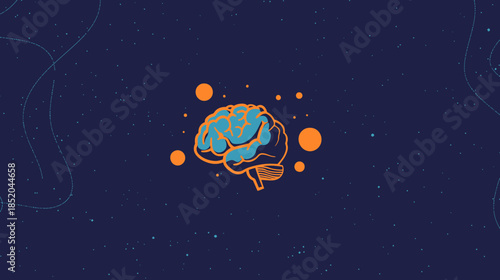 Conceptual illustration of a stylized brain against a dark background