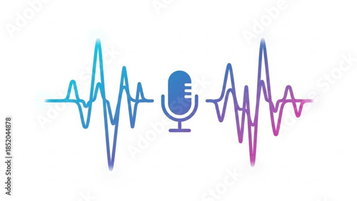 Microphone Sound Wave Signal on White Background