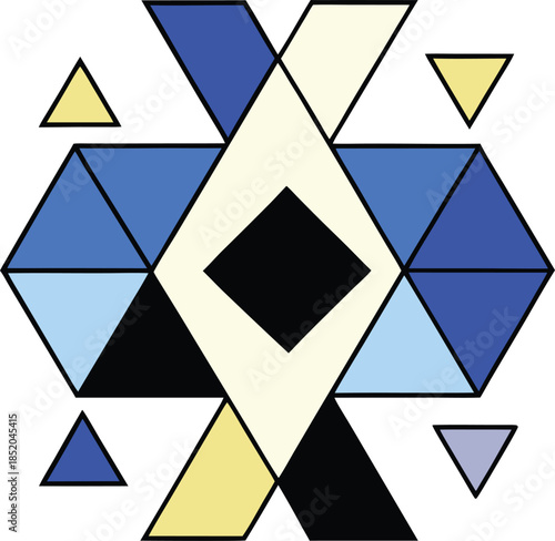 Angular vector shapes arranged in strict swiss alignment