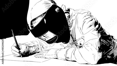 Welder working sketch illustrative art concept for design and commercial use