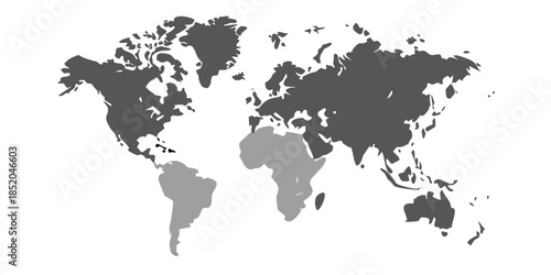 A grayscale world map illustration depicting continents and oceans clearly