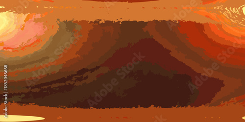 Abstract landscape painting with warm earthy tones and swirling cloud formations