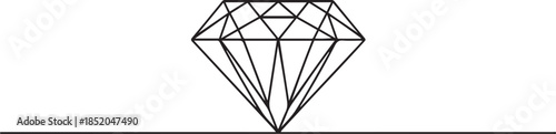Diamond one line continuous banner. Line art jewelry concept banner.one line  vector illustration  with out background