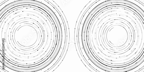 Two concentric circles composed of swirling lines and tiny dots