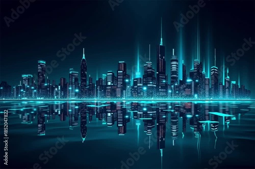hologram city, AI generated video