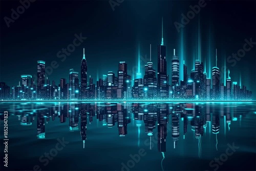 hologram city, AI generated video