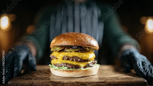 gourmet burger, AI generated video