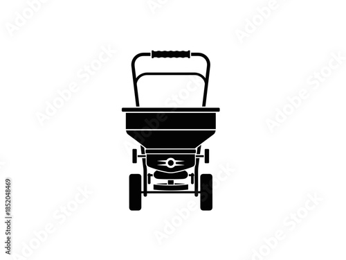 Handheld seed spreader with a transparent background
