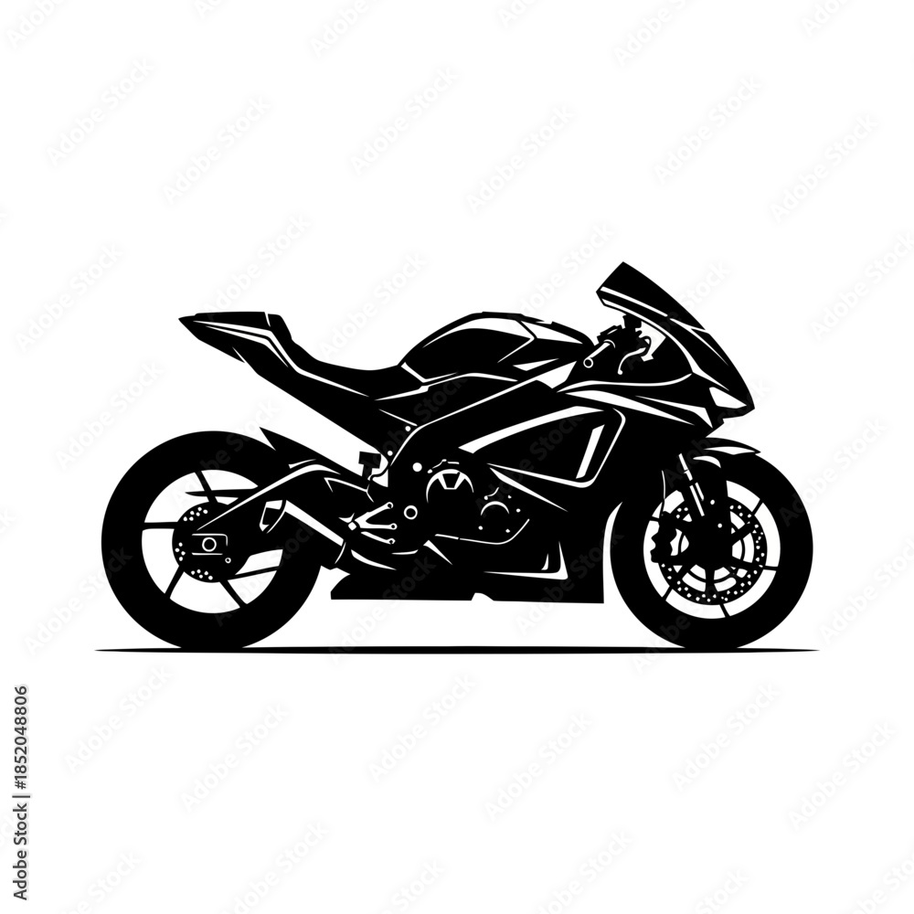 Obraz premium Minimalist futuristic vector silhouette of a sports bike with clean architectural lines