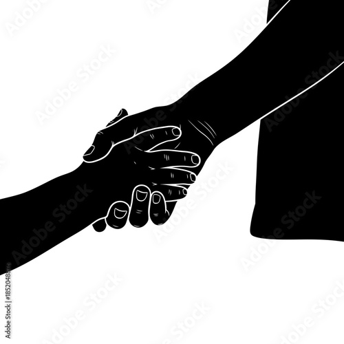  Expressive Vector Silhouette of Siblings' Hands in Playful Hold