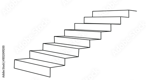 Simple perspective line drawing of a set of stairs or steps going upwards against a clean white background.